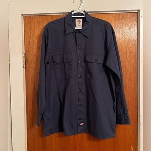 Dickies Long Sleeve Navy Blue Work Shirt Size M